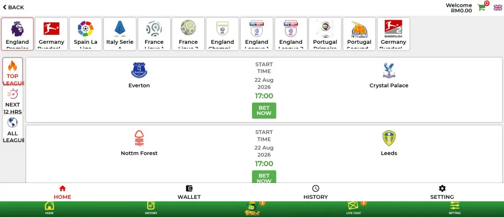 Pre-Match and Live Betting